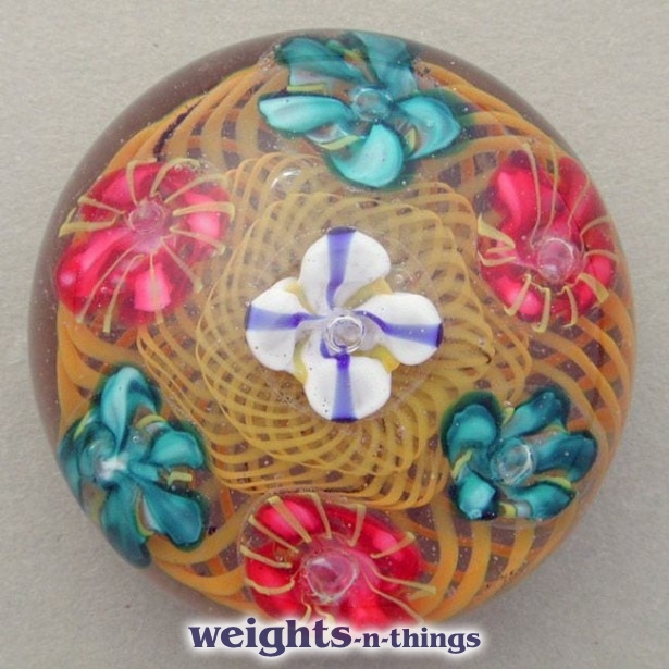 7 Blossoms on Swirling Basket